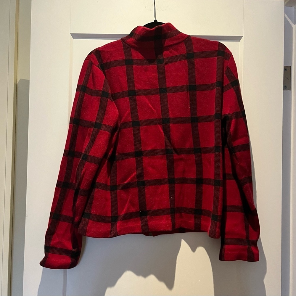 Vintage Lauren Ralph Lauren Black/Red Buffalo Plaid Check Sweater/Jacket - Picture 5 of 6